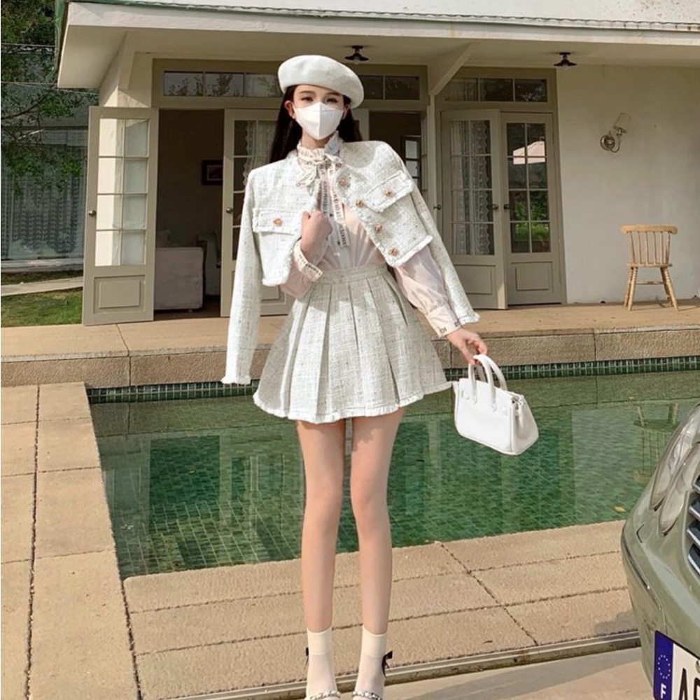 YesStyle White Tweed Skirt
